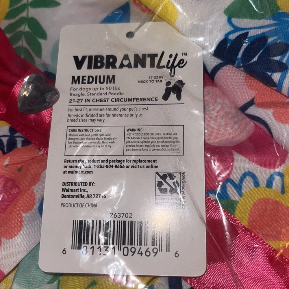 Vibrant Life Bright Floral Dog Dress, Size Small